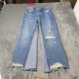 ZARA TRF IX'D MAKERS Womens Light Wash Button Fly Straight Leg Size 00 (27x23.5)